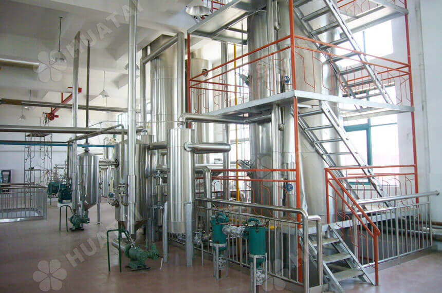Deacidification section in rice bran oil refining process plant