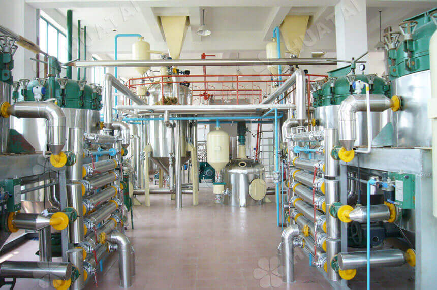 Decolorization section in rice bran oil refining process plant