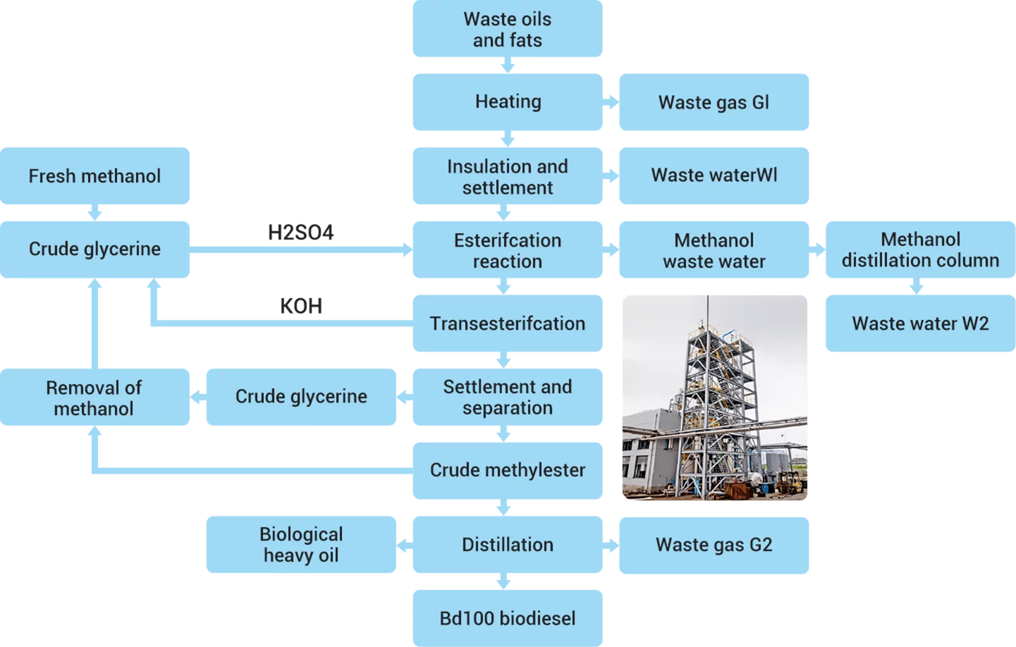 Biodiesel production process flow